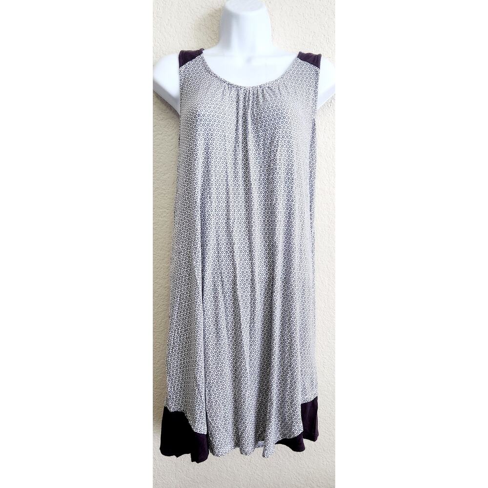 Ellen Tracy Black White Circle Print Sleeveless Mini Dress Small Lightweight